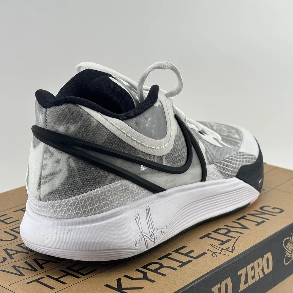 Nike Kyrie Low 5 Mens 13 White Black Marble DJ6012-101 Basketball Sneakers